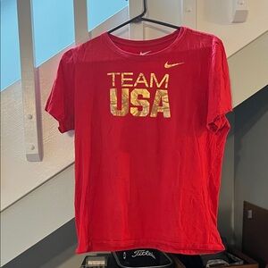 Nike Red T-Shirt with Gold Team USA Print